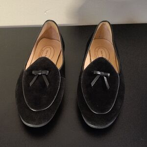 Journey West Black Suede Loafers with Bow Accent Size 7